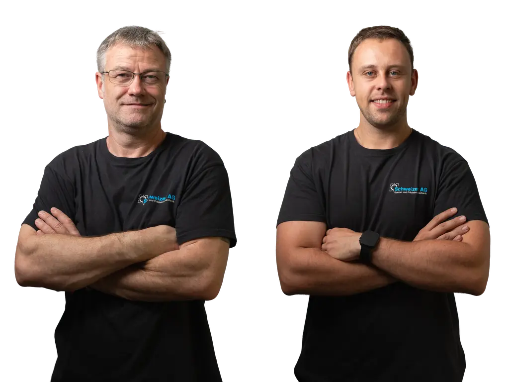 Fabian Zahno, Geschäftsleiter, und Sven Pürro, Betriebsleiter der Schweizer AG